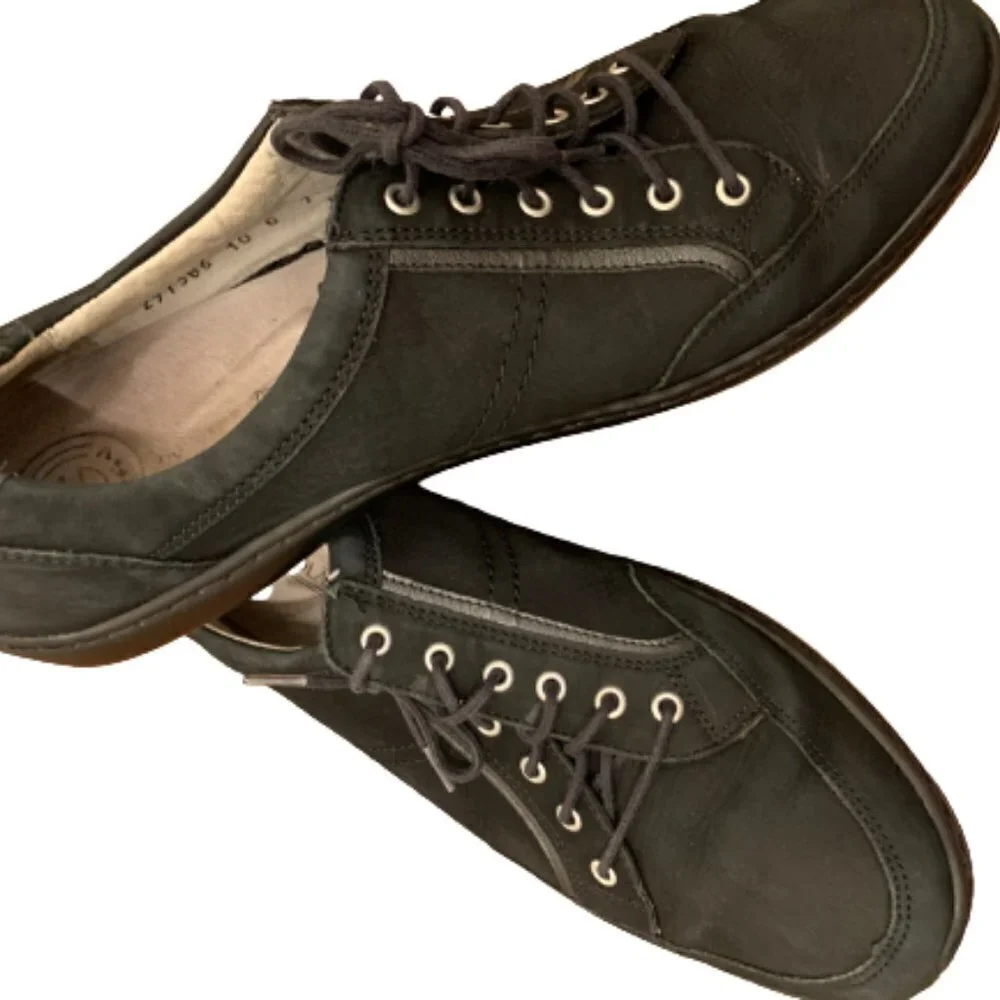WALFLAUFER Black Lace-on Suede Comfort Sneakers Shoes Size 7